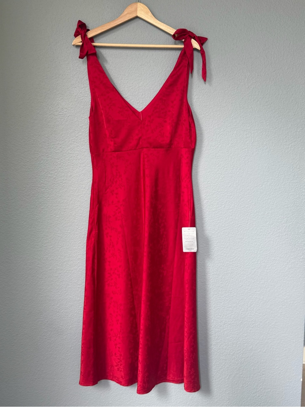 Lush Red Midi Slip Dress with Tie Straps - Picture 4 of 6